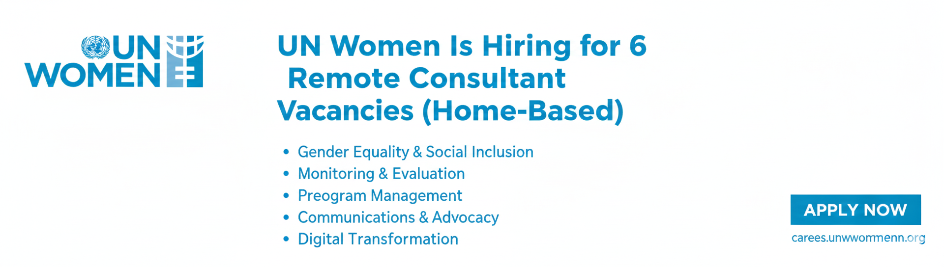 UN Women Is Hiring for 6 Remote Consultant Vacancies (Home-Based) UN Women Is Hiring for 6 Remote Consultant Vacancies (Home-Based)