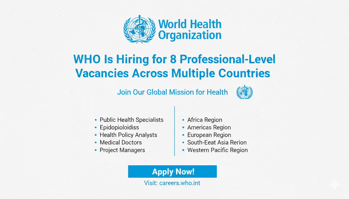 WHO Is Hiring for 8 Professional-Level Vacancies Across Multiple Countries WHO Is Hiring for 8 Professional-Level Vacancies Across Multiple Countries