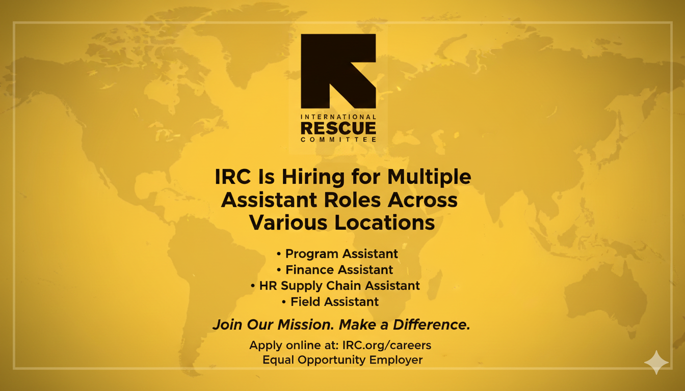 IRC Is Hiring for Multiple Assistant Roles Across Various Locations IRC Is Hiring for Multiple Assistant Roles Across Various Locations